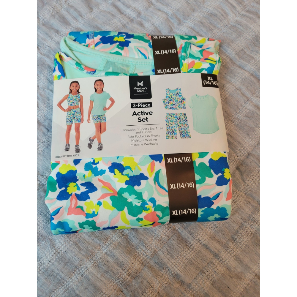 Girls Active Set XL (14/16) Green Multi-color NWT